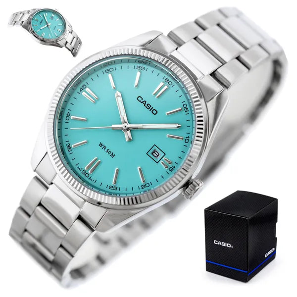Casio férfi karóra MTP-1302PD-2A2, 38 mm, türkiz számlap, acél, WR50