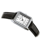 Casio LTP-V007L-7E1 női karóra, téglalap tok, fekete bőrszíj, ezüst számlap