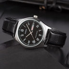 Casio MTP-V006L-1B férfi kvarc karóra, fekete számlap, bőr szíj, WR30, díszdoboz