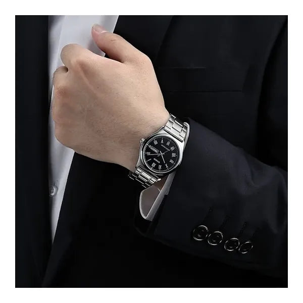 Casio MTP-V006D-1B férfi karóra, fekete számlap, acél szíj, 38 mm, WR30