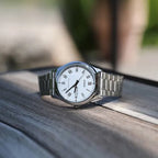 Casio MTP-V006D-7B2 férfi karóra, acél szíj, fehér számlap, dátum, WR30, kvarc