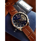 Tommy Hilfiger Baker férfi kvarc karóra 44 mm, bőrszíj, kék/rosegold