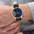 Tommy Hilfiger Baker férfi kvarc karóra 44 mm, bőrszíj, kék/rosegold