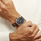 Tommy Hilfiger Baker férfi kvarc karóra 44 mm, bőrszíj, kék/rosegold