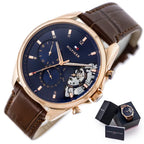 Tommy Hilfiger Baker férfi kvarc karóra 44 mm, bőrszíj, kék/rosegold