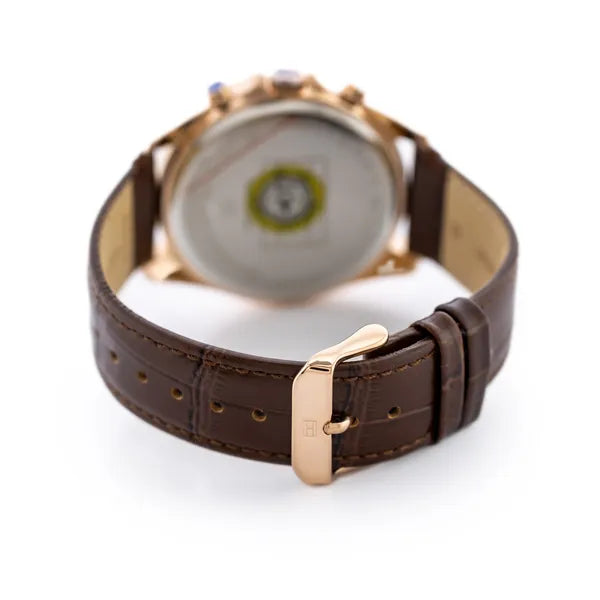 Tommy Hilfiger Baker férfi kvarc karóra 44 mm, bőrszíj, kék/rosegold