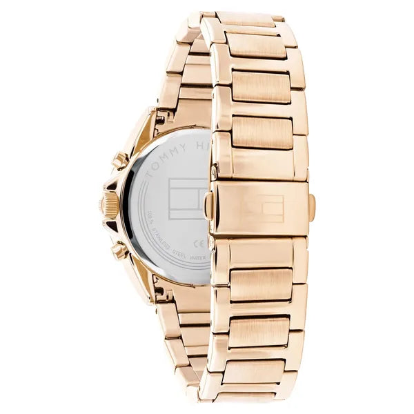 Tommy Hilfiger Kennedy női karóra, rozéarany acél, kék számlap, 41 mm, kvarc
