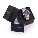 Tommy Hilfiger Kennedy női karóra, rozéarany acél, kék számlap, 41 mm, kvarc