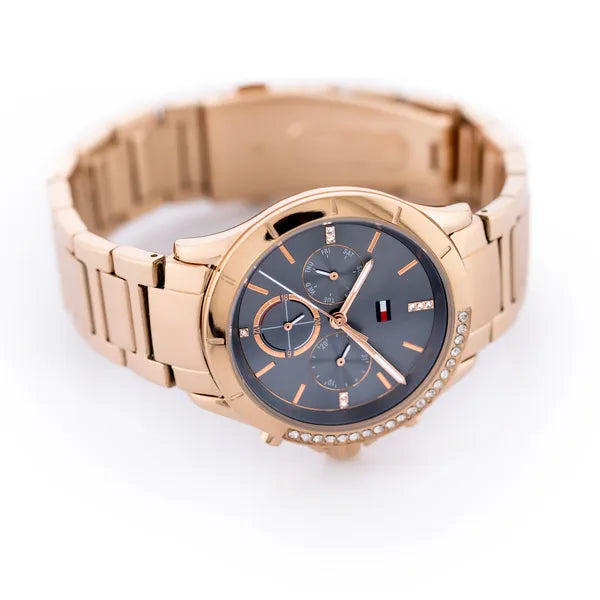 Tommy Hilfiger Kennedy női karóra, rozéarany acél, kék számlap, 41 mm, kvarc