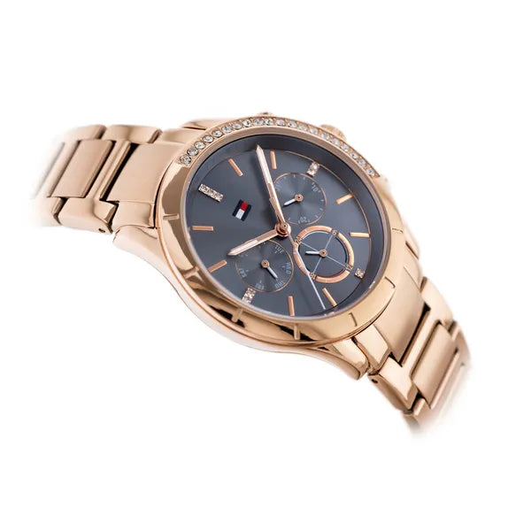 Tommy Hilfiger Kennedy női karóra, rozéarany acél, kék számlap, 41 mm, kvarc