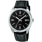 Casio MTP-1302PL-1A férfi karóra, 38 mm, fekete bőr szíj, WR50