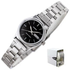 Casio LTP-V006D-1B2 női karóra, rozsdamentes acél, fekete számlap, dátum, WR30