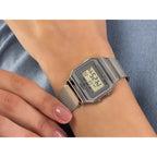 Casio A700WM-7A uniszex retro kvarc karóra, ezüst, acél szíj, LCD