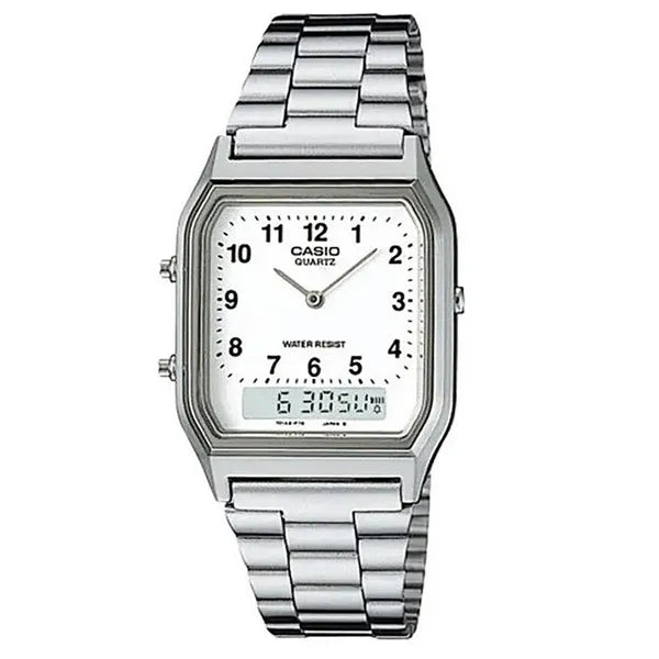 Casio AQ-230A-7B uniszex analóg-digitális óra, ezüst, WR30, dobozzal