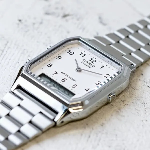 Casio AQ-230A-7B uniszex analóg-digitális óra, ezüst, WR30, dobozzal