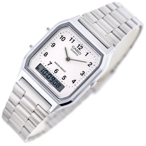 Casio AQ-230A-7B uniszex analóg-digitális óra, ezüst, WR30, dobozzal