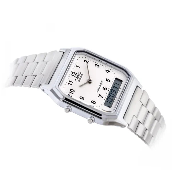 Casio AQ-230A-7B uniszex analóg-digitális óra, ezüst, WR30, dobozzal