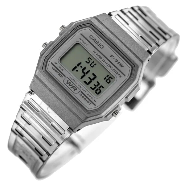 Casio F-91WS-8DF uniszex digitális karóra, átlátszó szürke, WR30