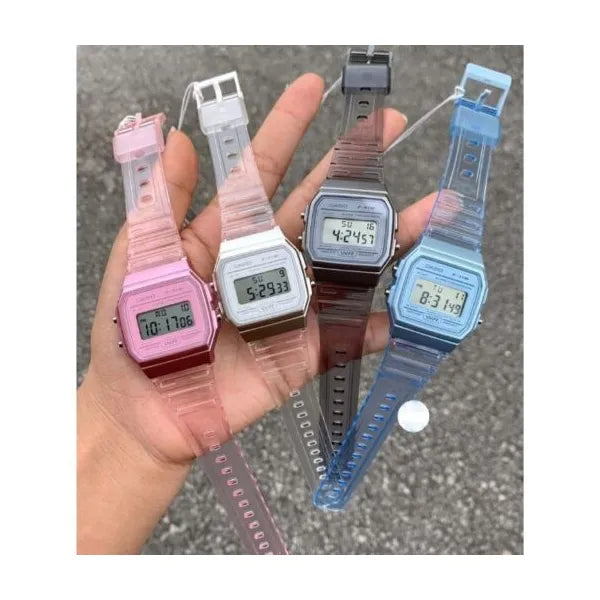 Casio F-91WS-8DF uniszex digitális karóra, átlátszó szürke, WR30
