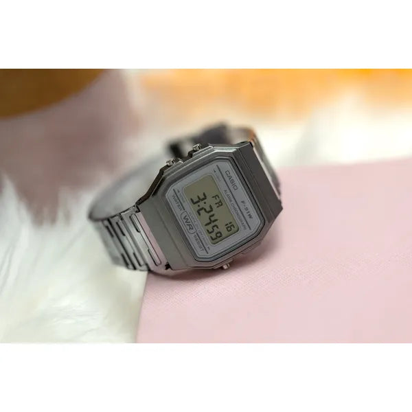 Casio F-91WS-8DF uniszex digitális karóra, átlátszó szürke, WR30