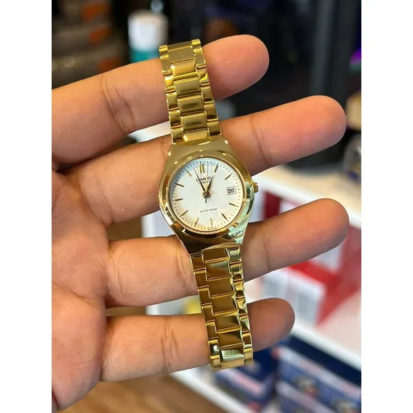 Casio LTP-1170N-7A női karóra, arany acél szíj, fehér számlap, kvarc, 25 mm