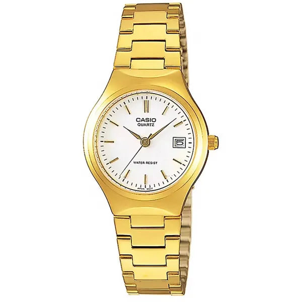 Casio LTP-1170N-7A női karóra, arany acél szíj, fehér számlap, kvarc, 25 mm