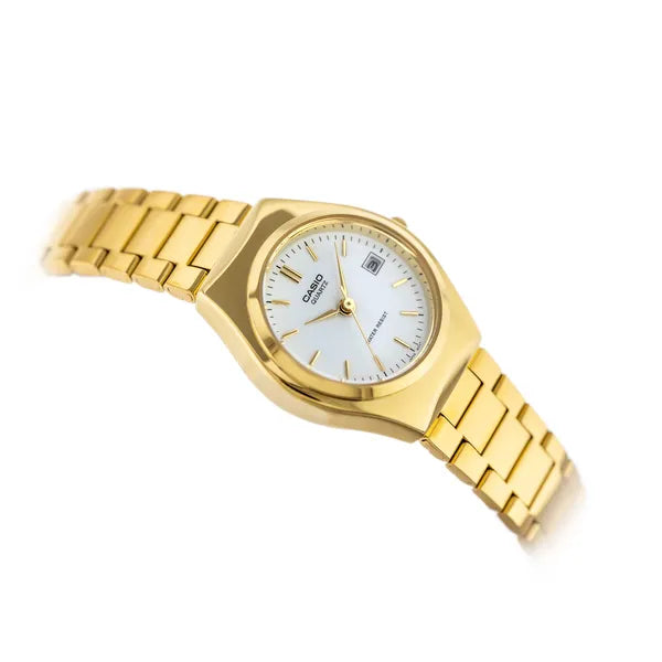 Casio LTP-1170N-7A női karóra, arany acél szíj, fehér számlap, kvarc, 25 mm