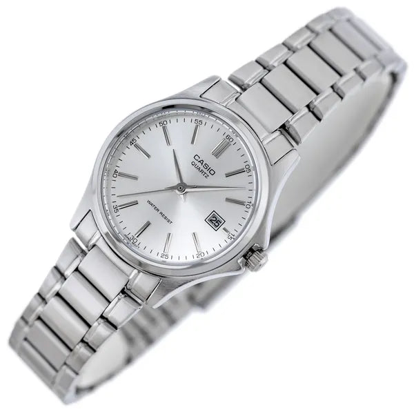 Casio LTP-1183A-7A női karóra, 28 mm, ezüst, nemesacél, kvarc, dátum, WR50