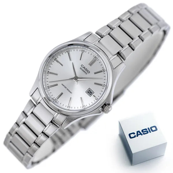 Casio LTP-1183A-7A női karóra, 28 mm, ezüst, nemesacél, kvarc, dátum, WR50