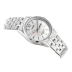 Casio LTP-1335D-7A női karóra, ezüst számlap, acél szíj, WR50, dátum, díszdoboz