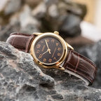 Casio LTP-V001GL-1B női karóra, arany tok, fekete számlap, bőrszíj + doboz