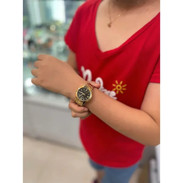 Casio LTP-V004G-1B női karóra, arany acél, fekete számlap, dátum, WR30