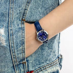 Casio LTP-V004L-2B női karóra, sötétkék bőr szíj, ezüst tok, 35 mm, WR30
