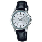 Casio LTP-V004L-7A női kvarc karóra, 30 mm, WR30, fekete bőrszíj, dátum
