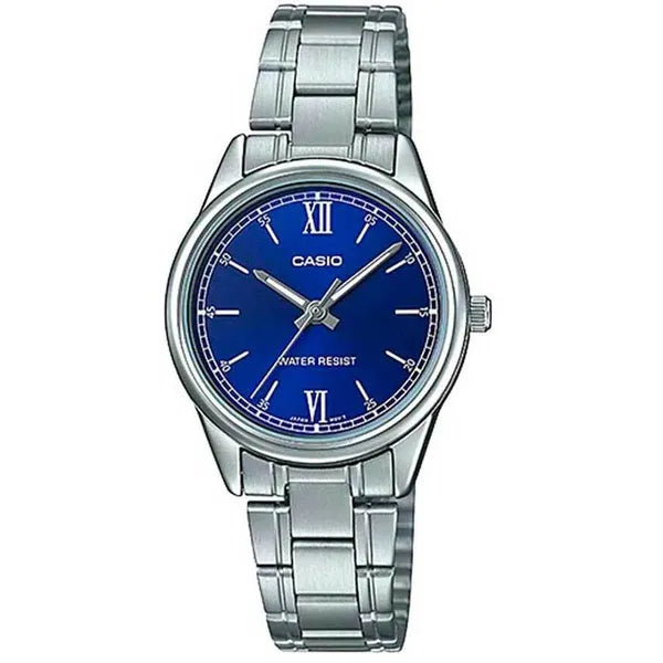 Casio LTP-V005D-2B2 női karóra, 28 mm, acél szíj, kék számlap, WR30, kvarc
