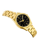 Casio LTP-V005G-1B női karóra, arany acél, fekete számlap, dátum, WR30