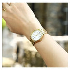 Casio LTP-V005G-7B női karóra arany acél, fehér számlap, WR30 28 mm
