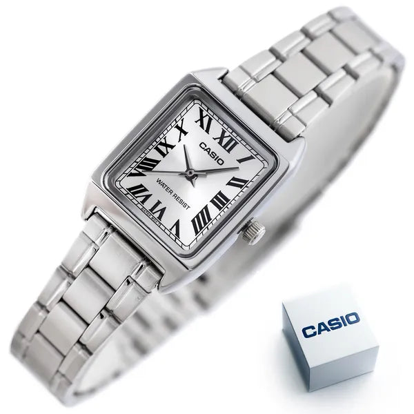Casio LTP-V007D-7B női karóra, ezüst, acél szíj, 31 mm, WR30 + díszdoboz