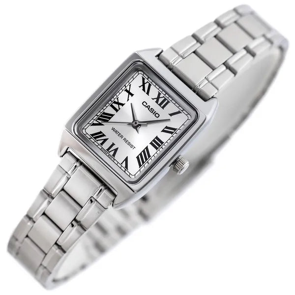 Casio LTP-V007D-7B női karóra, ezüst, acél szíj, 31 mm, WR30 + díszdoboz