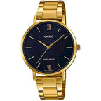 Casio LTP-VT01G-1B női karóra, arany acél, fekete számlap, 40 mm, WR30