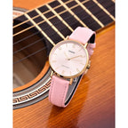 Casio LTP-VT01GL-4B női karóra, rózsaszín bőr, arany tok, kvarc, díszdoboz