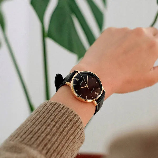 Casio LTP-VT01L-1B női karóra, fekete bőrszíj, ezüst tok, 40 mm, WR30, doboz