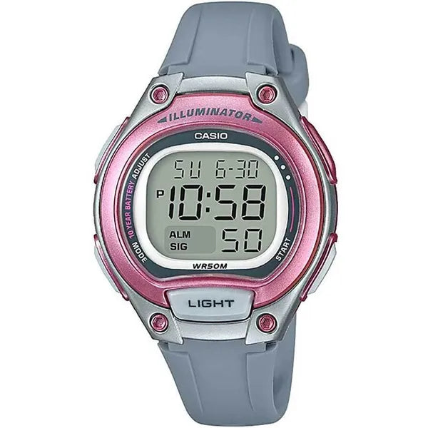 Casio LW-203-8A női digitális karóra, szürke szíj, WR50, LED