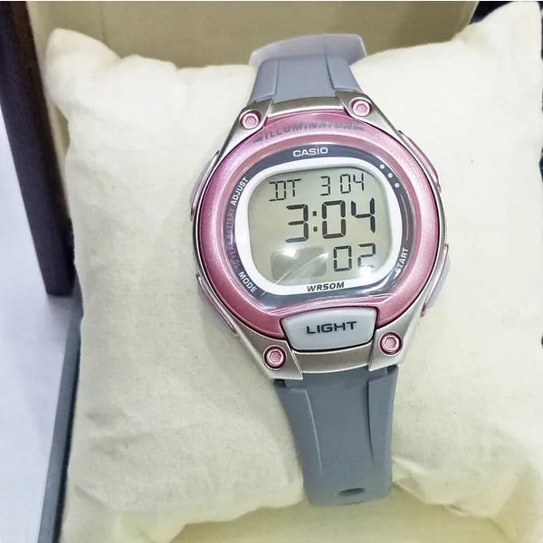 Casio LW-203-8A női digitális karóra, szürke szíj, WR50, LED