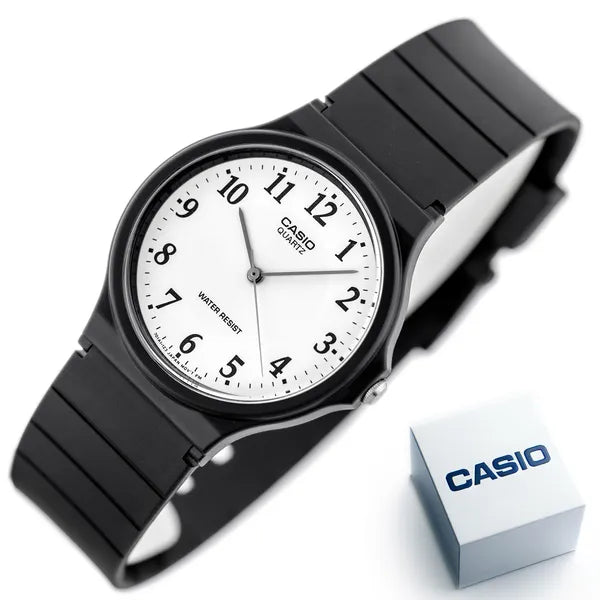 Casio MQ-24-7B3 férfi karóra, kvarc, 35 mm, fehér számlap, WR30, díszdoboz