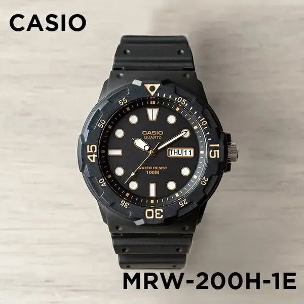 Casio MRW-200H-1E férfi kvarc karóra, 44 mm, WR100, fekete, dátumos
