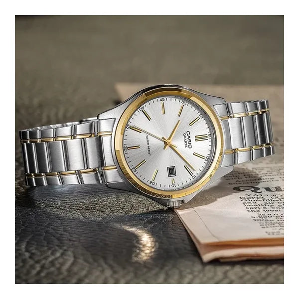 Casio MTP-1183G-7A férfi karóra, két tónusú nemesacél, 39 mm, dátum, WR30