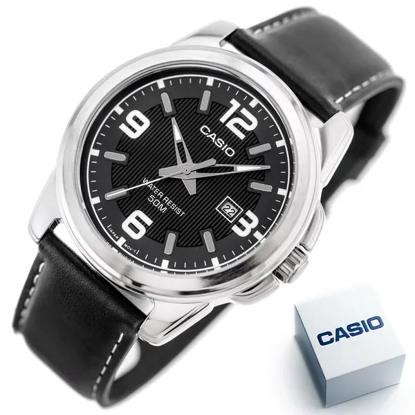 Casio MTP-1314L-8A férfi karóra, kvarc, bőr szíj, WR50, 45 mm + doboz