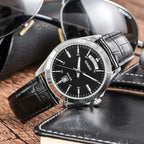 Casio MTP-1370L-1A férfi karóra, kvarc, fekete számlap, bőr szíj, WR50