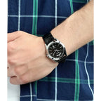 Casio MTP-1370L-1A férfi karóra, kvarc, fekete számlap, bőr szíj, WR50